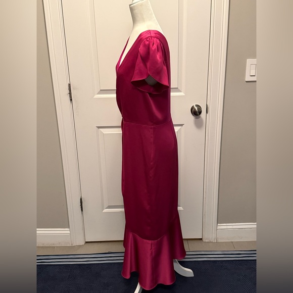 Theia Fuchsia High Low Wrap Dress - Picture 3 of 5